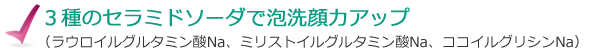 ３種のセラミドソーダで泡洗顔力アップ