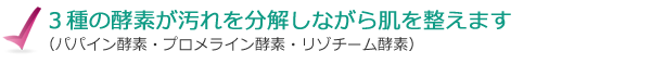 ３種の酵素が汚れを分解しながら肌を整えます